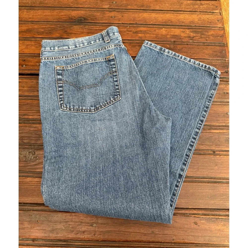 Chaps Denim Mens Straight Fit Blue Jeans Medium Wash 100% Cotton 36x30